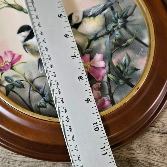 Lenox 1993 Natures Collage Plate Rose Morning Wood Frame D5927 Chickadee Birds - Picture 8 of 9